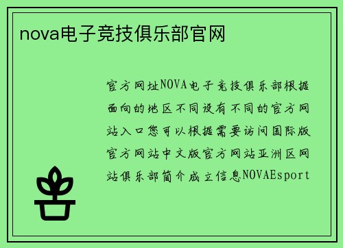 nova电子竞技俱乐部官网